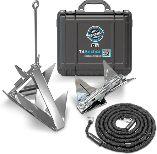 Vista 9 de WAVESRX TriAnchor - Stainless Steel Folding PWC & Boat Anchor Sets Instantly for Effortless Boat & Jet Ski Anchoring Compact Patent-Pending