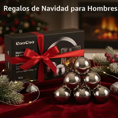 Vista 5 de EooCoo Rellenos para calcetines para hombres, juego de 6 piedras reutilizables para whisky, kit de bolas de hielo de acero inoxidable para beber