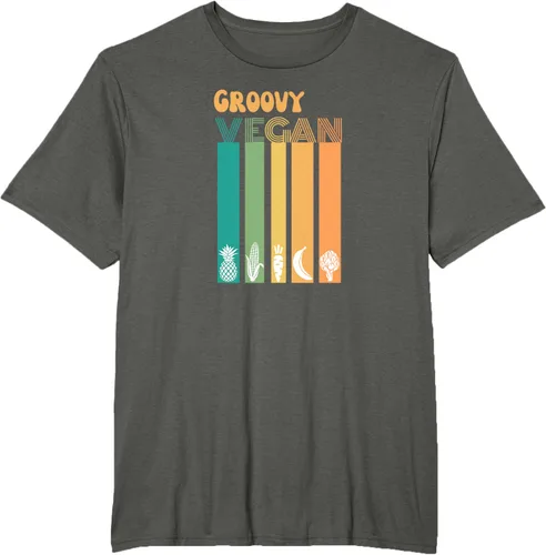 Vista 7 de Groovy Vegan Retro Vintage Cool Veggies 70 80 Flower Power Camiseta, Negro
