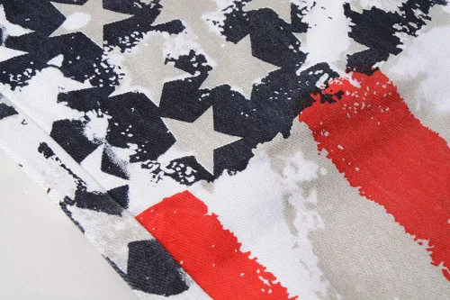 Vista 4 de Pantalones vaqueros lavados con estampado de bandera estadounidense para hombre, pantalones blancos