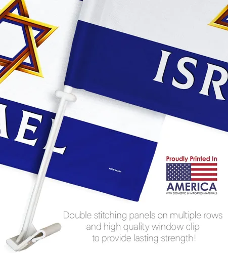 Vista 3 de We Stand with Israel Decoraciones Bandera de Israelí para Carros para Ventana de Automóviles Soporte Clip Pequeño Cartel de 12 x 18 pulgadas, Tapiz