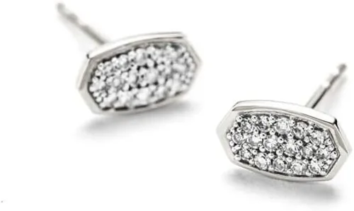 Vista 2 de Kendra Scott Aretes Marisa con diamantes blancos en oro de 14 k, joyería fina para mujer