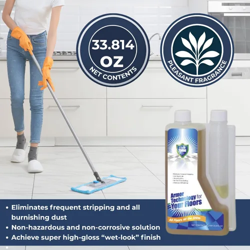 Vista 4 de UltraShield Fórmula de bruñido: súper alto brillo, protección y mejora del suelo para baldosas comerciales e industriales, brillo húmedo