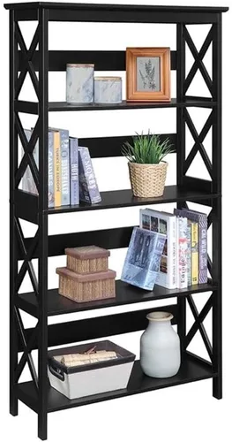 Vista 4 de Convenience Concepts Oxford, biblioteca de 3 estantes, Madera, Negro