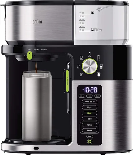 Vista 8 de Braun Cafetera multiservicio de 7 tamaños programables de preparación / 3 fortalezas + café helado y agua caliente para té, jarra de vidrio