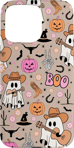 Vista 27 de Funda retro occidental para iPhone 11 Pro Max Fantasma Fantasma Vaquero de Halloween
