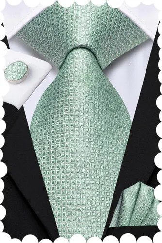 Vista 149 de Hi-Tie Corbata clásica de cachemira para hombre con pañuelo y gemelos a cuadros