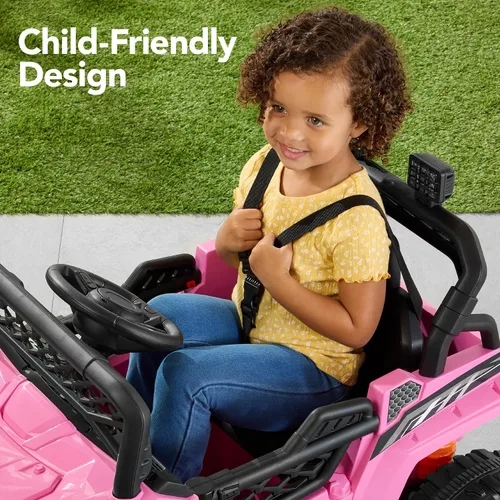 Vista 13 de Best Choice Products Carro Eléctrico Montable UTV de 12V para Niños con Remolque con Control Parental, Luces LED, 2 Velocidades, Bluetooth - Rosa