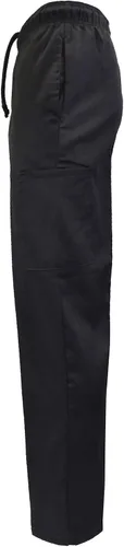 Vista 3 de Natural Uniforms Classic Baggy 6 bolsillos negro chef pantalones de cocina uniforme de trabajo