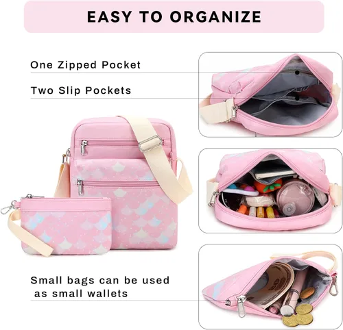 Vista 6 de mygreen Juego de bolso cruzado pequeño para niñas adolescentes, bolsas de mensajero pequeñas para niños de 9 a 10 años, regalos
