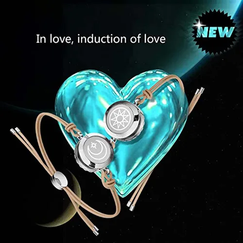 Vista 6 de LTQUS Pulsera parejas de larga distancia táctil bluetooth conexión damas y hombres regalo joyería conjunto (2 piezas)
