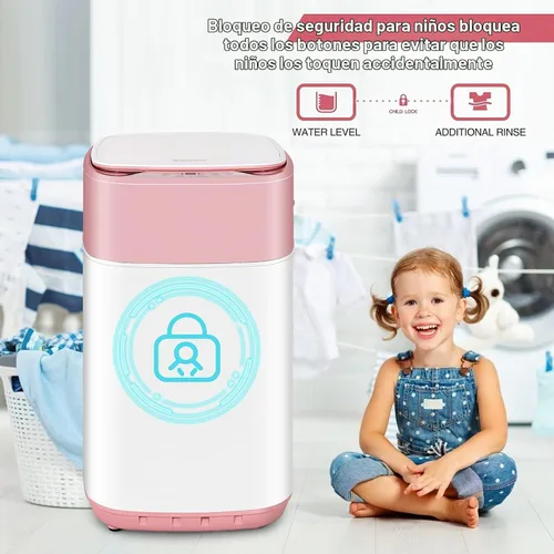 Vista 4 de COSTWAY Lavadora Portátil, Capacidad de 8 Libras, Bomba de Drenaje Integrada, Lavadora Compacta de Lavandería con 6 Programas, 6 Niveles de Agua