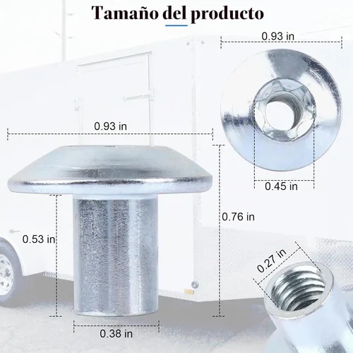 Vista 2 de Tuerca de cabeza abombada Torx de barril de 5/16" para pestillo de puerta de remolque de carga - Herrajes para puerta de remolque de carga