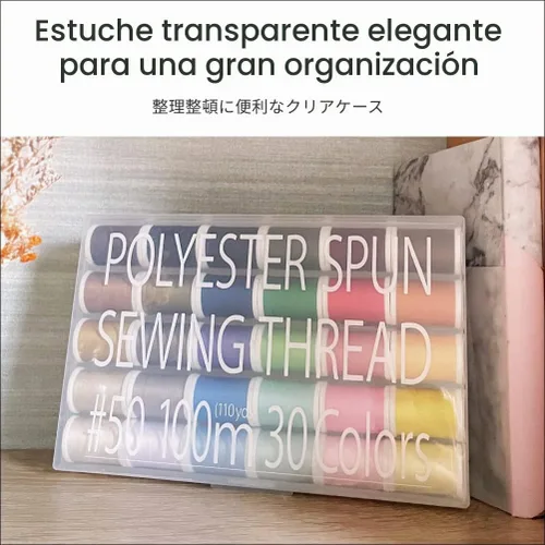 Vista 5 de Leonis Hilos de coser de poliéster para todo uso, 30 colores, 100 m / 110 yardas cada uno [ 93012 ]