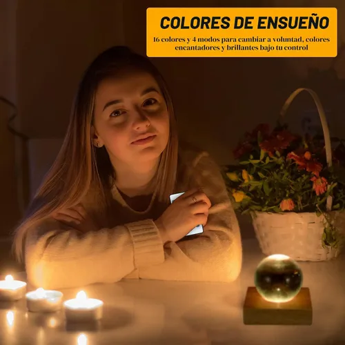 Vista 6 de Riakrum Base de luz LED cuadrada de madera de 4 piezas con control remoto RGB