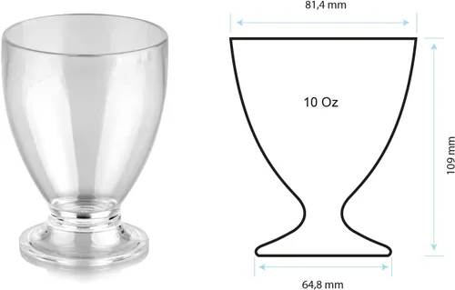 Vista 5 de Vaso de plástico irrompible para beber de plástico de policarbonato, ideal para vino y licor, juego de 8