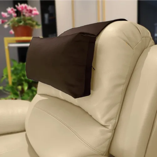 Vista 12 de Almohada antideslizante para la cabeza para reclinables - Cojín de apoyo para el cuello con cubierta de terciopelo para alivio del dolor en el Beige