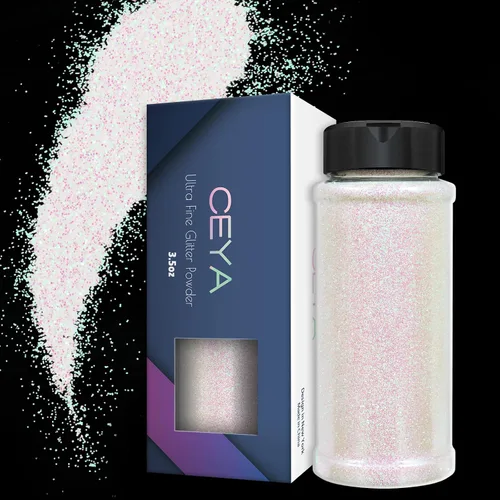 Vista 19 de Ceya Purpurina blanca ultra fina de 3.5 onzas/3.53 oz Coastline blanco iridiscente para manualidades, purpurina de 1/128 pulgadas, 0.008 pulgadas