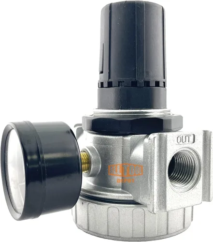 Vista 5 de Regulador de presión de aire comprimido en línea NPT MID FLOW de 1/2" para compresor de aire, 7 a 150 PSI ajustable