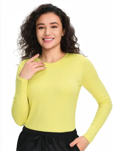 Vista 17 de COZYFIT Camisetas de Scrub de Manga Larga para Mujer - Camiseta Cómoda para Usar Debajo del Uniforme Blanco