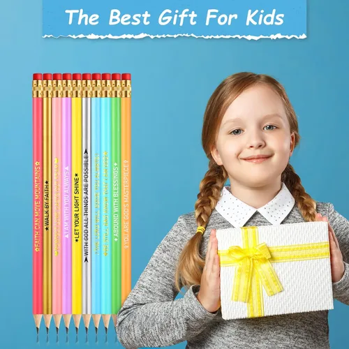 Vista 6 de Spakon 20 lápices inspiradores a granel #2 lápices de cumplido con frase motivacional, lindo regalo divertido de regreso a la escuela para niños