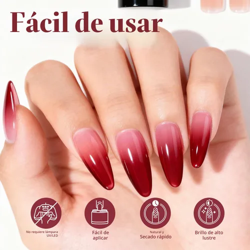 Vista 3 de AZUREBEAUTY Juego de Polvo de Inmersión de 6 Piezas Rubor Gelatina Degradado, Polvo de Inmersión Natural Arte de Uñas Francés Kit de Inicio
