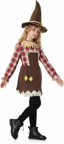 Vista 5 de LMYOVE Disfraz de espantapájaros para niñas, disfraz de espantapájaros para Halloween