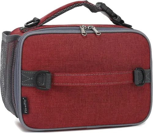Vista 12 de Flowfly - Lonchera para niños, bolsa escolar aislada duradera con correa de hombro y soporte para botellas, minihielera térmica resistente al agua