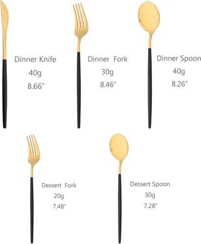 Vista 7 de Juego de cubiertos de espejo de 30 piezas de acero inoxidable 18/0, utensilios de cocina para cena, postre, pastel, té, café, vajilla para 6