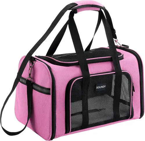 Vista 9 de Soundy Transportador Grande para Gatos Transportador para Perros Menos de 25 Libras, Bolsa Portátil para Mascotas Plegable Ventilada con Malla