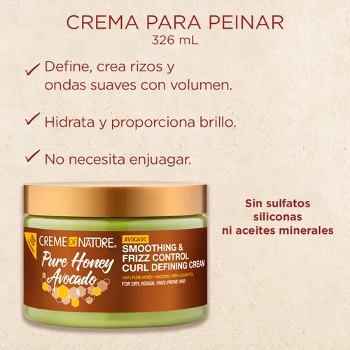 Vista 2 de Creme of Nature Pure Honey Define - Crema suavizante de alimentos para el cabello y control del encrespamiento, define y suaviza los rizos