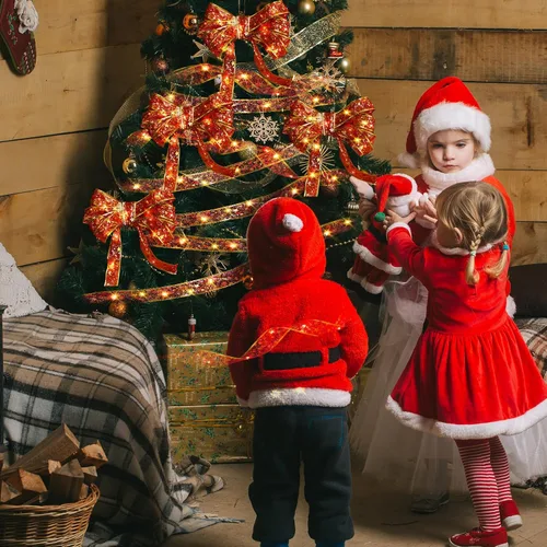 Vista 5 de Geosar 4 Piezas 20 m Cinta de Luces de Hadas para Árbol de Navidad, Cinta de Luces Iluminada para Decoración de Árbol de Navidad, para Decoraciones