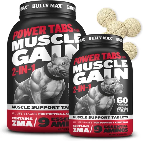 Vista 8 de Comprimidos masticables Bully Max 2 en 1 para construcción muscular para perros - Vitaminas y suplementos para cachorros y perros, suplementos