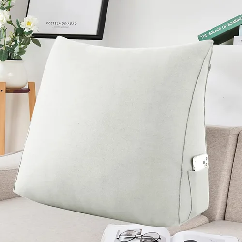 Vista 2 de Almohada de cuña pequeña para cabecero; almohada para leer, para sentarse en la cama, almohada triangular de respaldo para adultos, almohada