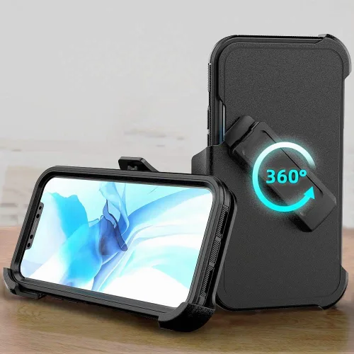 Vista 2 de Funda de teléfono para iPhone 12 Pro Max, resistente, resistente a prueba de golpes, funda protectora con clip para cinturón para Apple iPhone 12