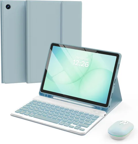 Vista 11 de Funda para Samsung Galaxy Tab A9/A11 Plus con teclado, para A9+ 2023/A11+ 2025 11 pulgadas, funda para tableta con teclado inalámbrico desmontable