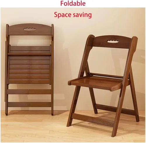 Vista 6 de Sillas de comedor plegables de bambú, cómoda oficina de asiento, área de recepción, mesa y silla plegables, fácil de almacenar, 1 ps(color natural)