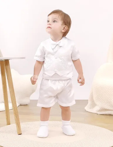 Vista 2 de AGJ Baby Boy Baptism Shoes Set, Infant Soft Sole Christening White Sneaker