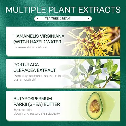 Vista 3 de AKARY Crema facial con aceite de árbol de té para piel grasa, hidratante facial extra calmante y nutritiva, no grasa, reparación suave para piel