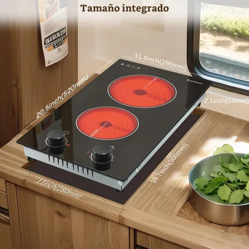 Vista 7 de Karinear - Placa eléctrica de 110 V, 2 quemadores, estufa eléctrica de 12 pulgadas, enchufe superior