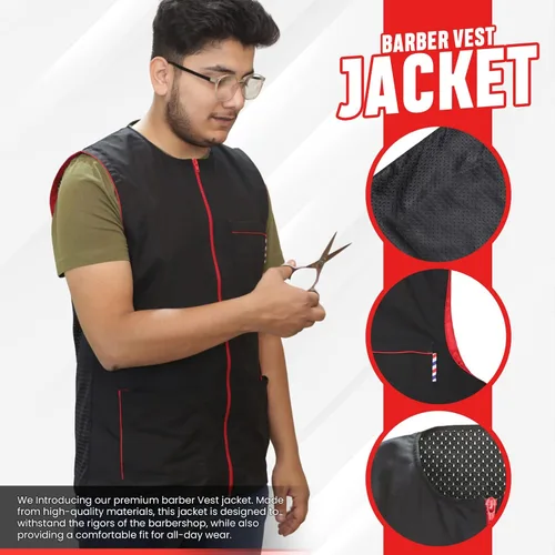 Vista 3 de Chaqueta de peluquero profesional para hombres y mujeres, camisa de peluquero ligera, elegante, chaquetas de corte de pelo