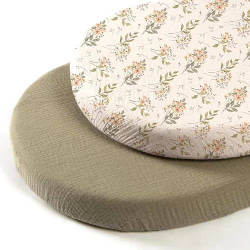 Vista 18 de lulumoon Sábanas de Moisés de Muselina para Bebé: Sábanas de Moisés de Algodón Neutras para Niños y Niñas - Ajustadas para Óvalo, Rectángulo o Reloj