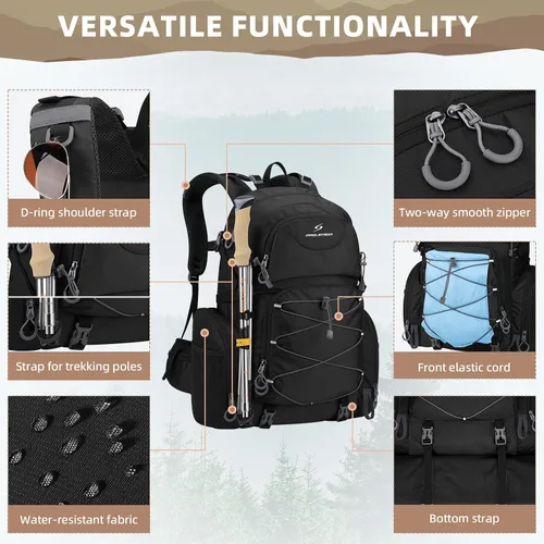 Vista 3 de Maelstrom Senderismo, Negro, Grande Rain Cover,Hydration-Ready, Tripod Straps, Load Compression, Survival Whistle, Perfect For Men