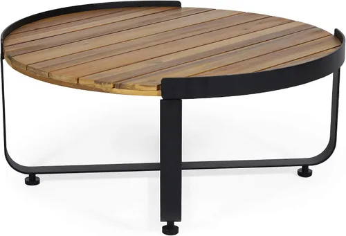 Vista 8 de Christopher Knight Home Tracy - Mesa de centro industrial moderna de madera de acacia para exteriores, acabado de teca, color negro