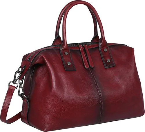 Vista 11 de Iswee - Bolso de hombro de cuero genuino, bolso tote con diseño de morral, con asa superior, bolso de gran capacidad, bolso cruzado