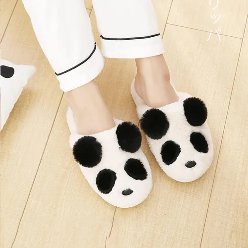 Vista 4 de Pantuflas de panda, pantuflas de panda de invierno, pantuflas cálidas adecuadas para mujeres y hombres adultos