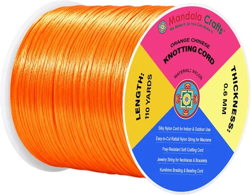 Vista 13 de Mandala Crafts Cordón de satén de cola de rattail de 0.02 in para nudos