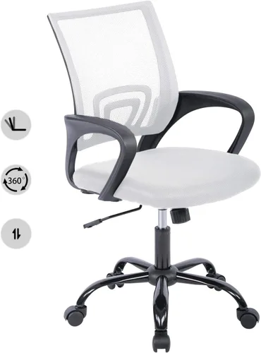 Vista 10 de Dopinmin Silla de oficina en casa, silla de escritorio ergonómica Silla de Sillas de escritorio giratorias ejecutivas con reposabrazos, soporte Negro