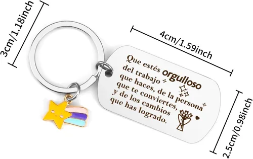 Vista 2 de Llavero inspirador motivaci para amigos españoles, regalos para mujer, regalos para profesores, regalos de enfermera, regalos de compañeros