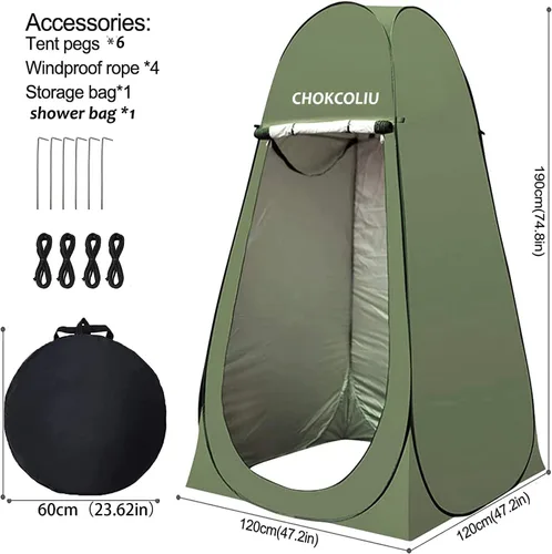 Vista 4 de Combo de tienda de ducha desplegable y bolsa de ducha solar de 20 L, refugio impermeable para privacidad para campamento con depósito de agua
